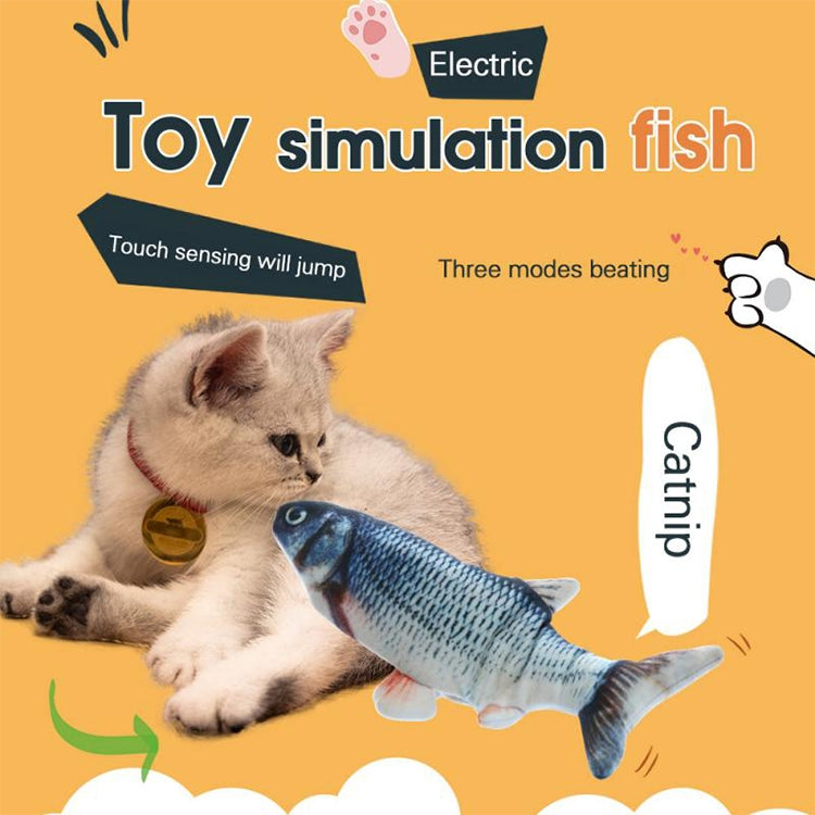 USB Charging Pet Simulation Fish Electric Cat Interactive Toy, Size：30cn, Size: 30cm (Black Grass Carp), Size: 30cm (Salmon), Size: 30cm (Yellow Carp), Size: 30cm (Silver Dragon Fish), Size: 30cm (Clownfish), Size: 30cm (Golden Dragon)