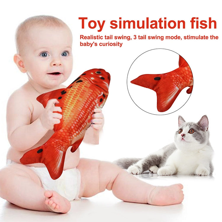 USB Charging Pet Simulation Fish Electric Cat Interactive Toy, Size：30cn, Size: 30cm (Black Grass Carp), Size: 30cm (Salmon), Size: 30cm (Yellow Carp), Size: 30cm (Silver Dragon Fish), Size: 30cm (Clownfish), Size: 30cm (Golden Dragon)