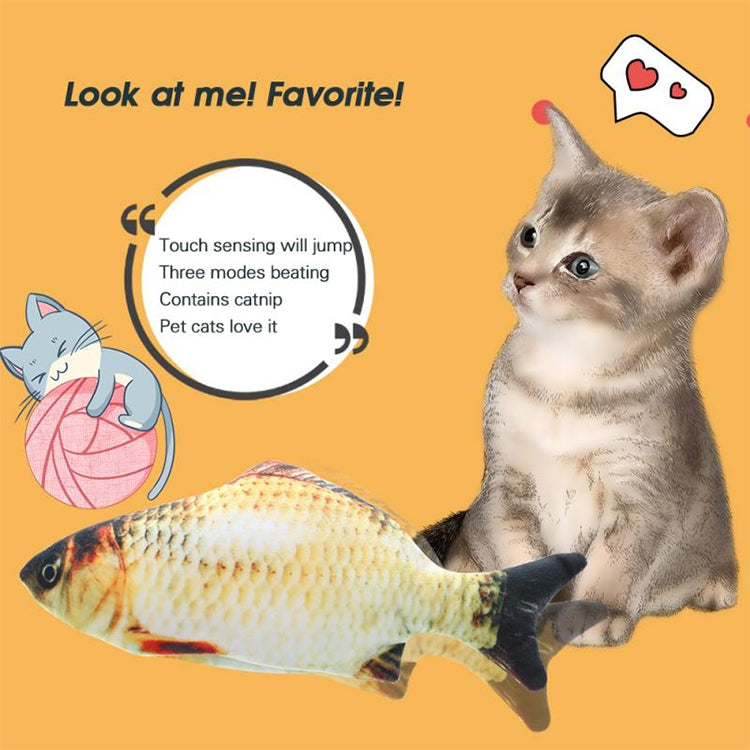 USB Charging Pet Simulation Fish Electric Cat Interactive Toy, Size：30cn, Size: 30cm (Black Grass Carp), Size: 30cm (Salmon), Size: 30cm (Yellow Carp), Size: 30cm (Silver Dragon Fish), Size: 30cm (Clownfish), Size: 30cm (Golden Dragon)