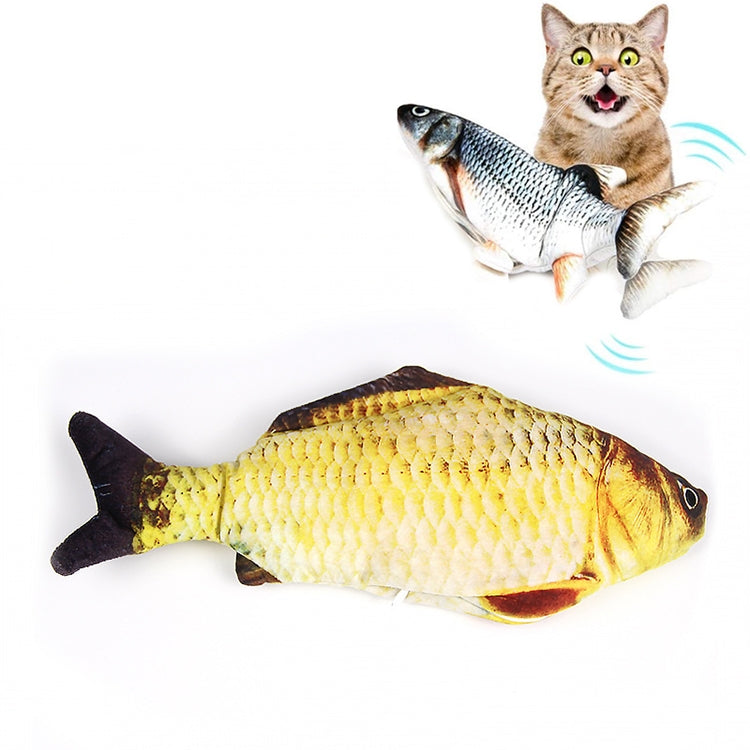 USB Charging Pet Simulation Fish Electric Cat Interactive Toy, Size：30cn, Size: 30cm (Black Grass Carp), Size: 30cm (Salmon), Size: 30cm (Yellow Carp), Size: 30cm (Silver Dragon Fish), Size: 30cm (Clownfish), Size: 30cm (Golden Dragon)