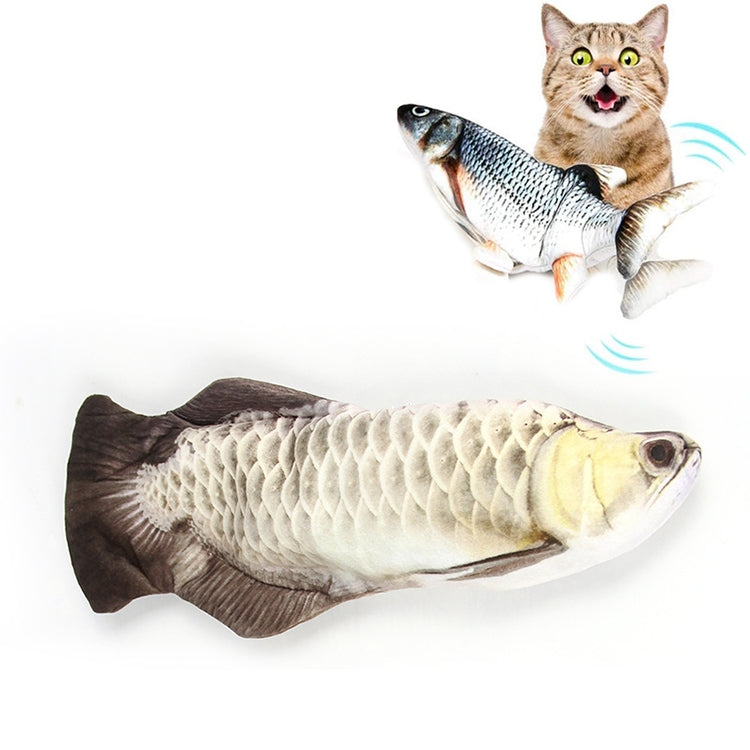 USB Charging Pet Simulation Fish Electric Cat Interactive Toy, Size：30cn, Size: 30cm (Black Grass Carp), Size: 30cm (Salmon), Size: 30cm (Yellow Carp), Size: 30cm (Silver Dragon Fish), Size: 30cm (Clownfish), Size: 30cm (Golden Dragon)