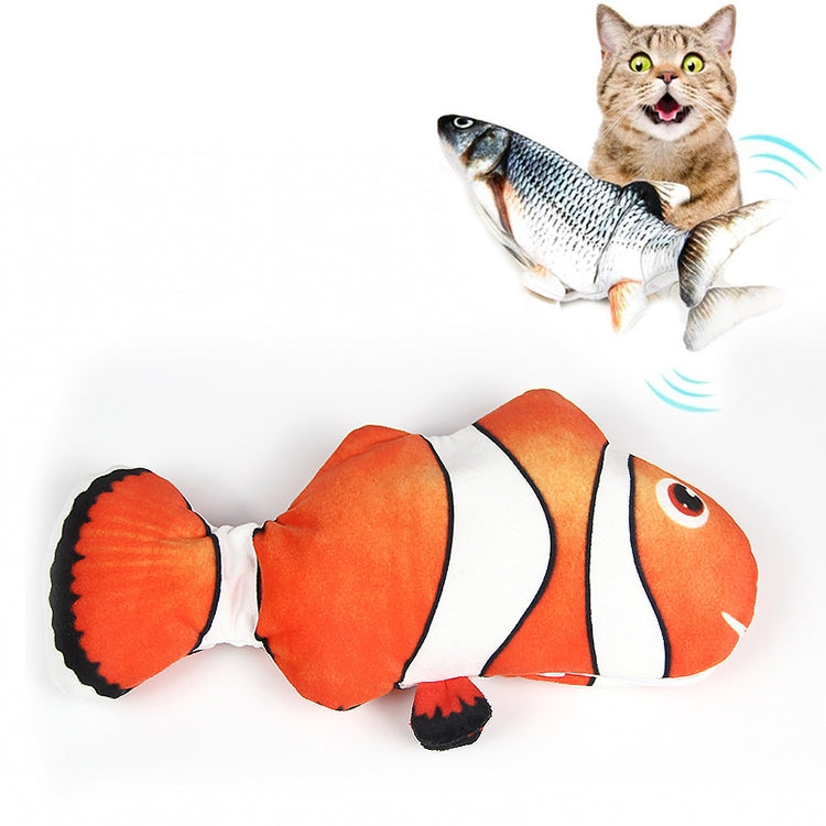 USB Charging Pet Simulation Fish Electric Cat Interactive Toy, Size：30cn, Size: 30cm (Black Grass Carp), Size: 30cm (Salmon), Size: 30cm (Yellow Carp), Size: 30cm (Silver Dragon Fish), Size: 30cm (Clownfish), Size: 30cm (Golden Dragon)