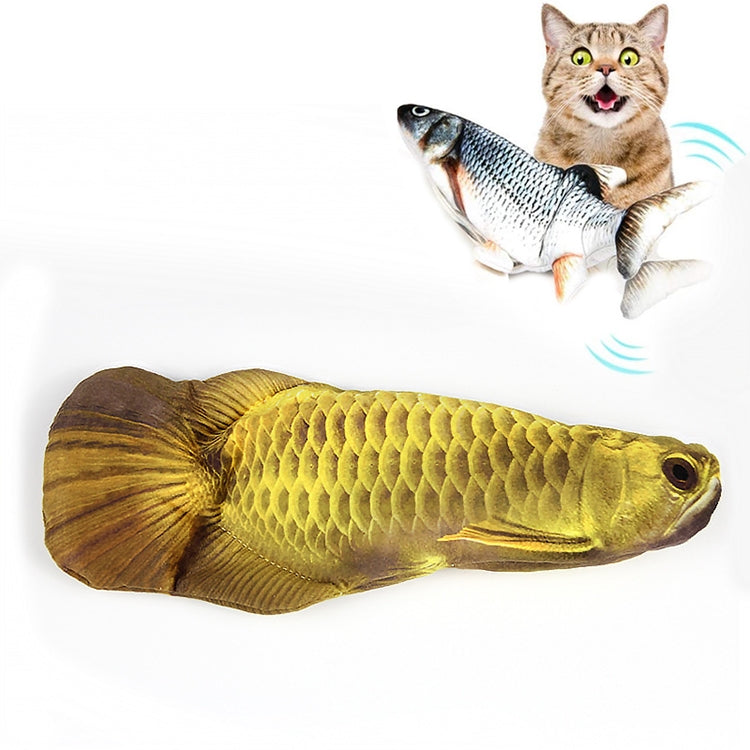 USB Charging Pet Simulation Fish Electric Cat Interactive Toy, Size：30cn, Size: 30cm (Black Grass Carp), Size: 30cm (Salmon), Size: 30cm (Yellow Carp), Size: 30cm (Silver Dragon Fish), Size: 30cm (Clownfish), Size: 30cm (Golden Dragon)